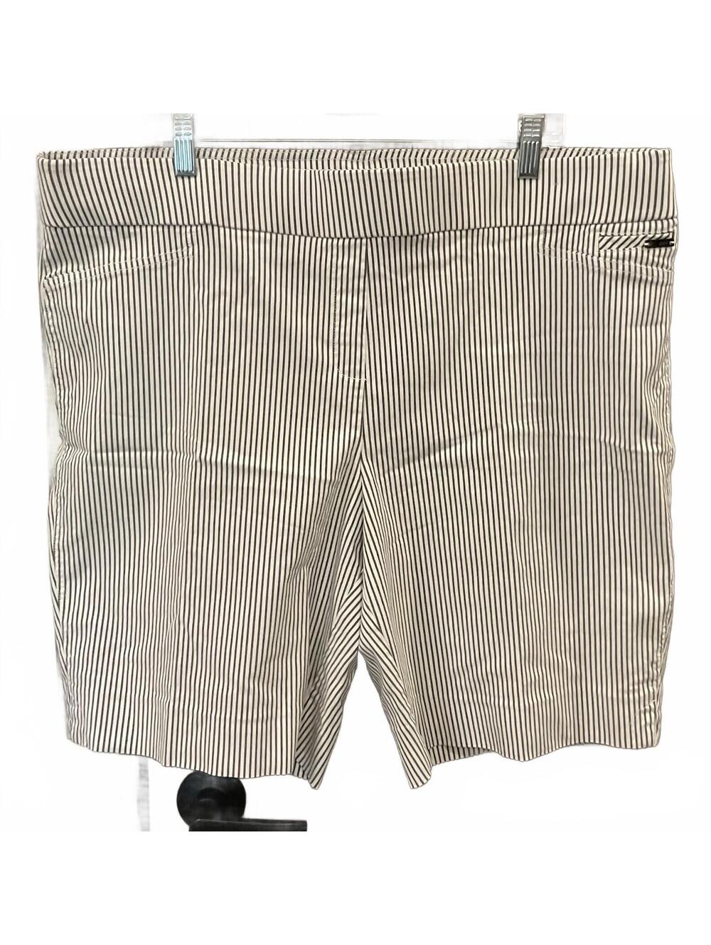 Jones New York Signature Womens Elastic Waist Pin Striped Stretchy Shorts XXL